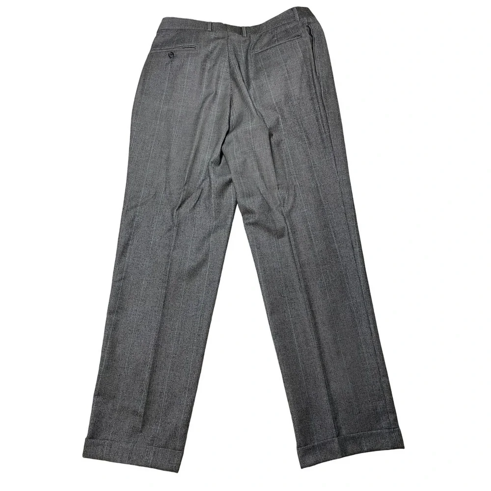 Jos A Bank Mens Gray‎ Blue Windowpane Flannel Soft Wool Fall/Winter Dress Pants